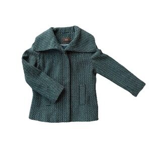Reiss Jorda Wool Blend Coat Jacket Women's Small Teal Textured Oversized Collar